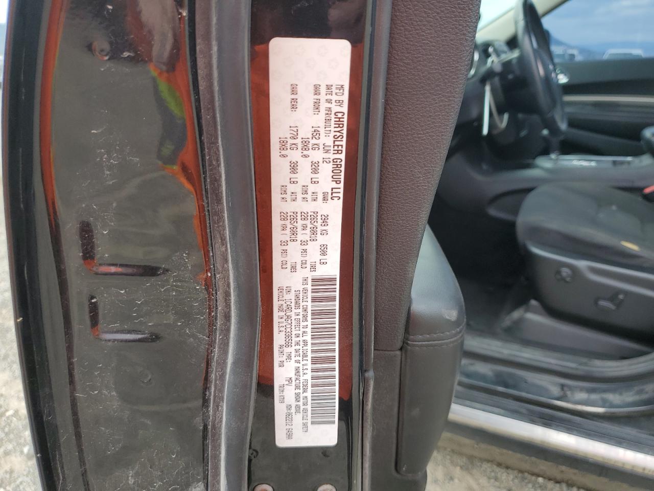 2012 Dodge Durango Sxt VIN: 1C4RDJAG7CC336566 Lot: 69492335