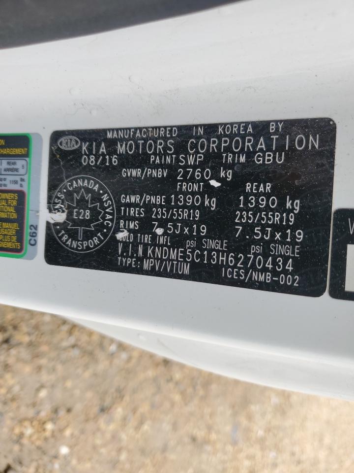 2017 Kia Sedona Sxl VIN: KNDME5C13H6270434 Lot: 67512645