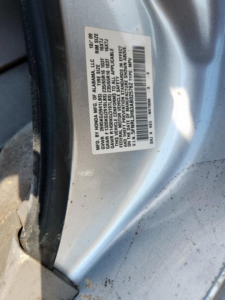 2010 Honda Odyssey Exl VIN: 5FNRL3H63AB025762 Lot: 69810825