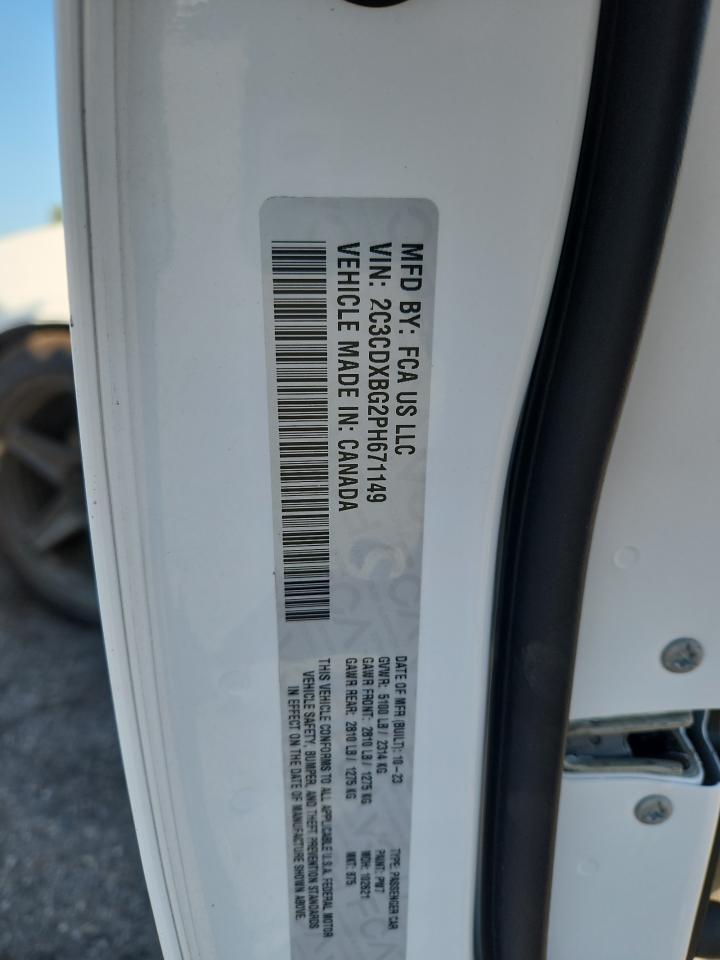 2023 Dodge Charger Sxt VIN: 2C3CDXBG2PH671149 Lot: 70633485