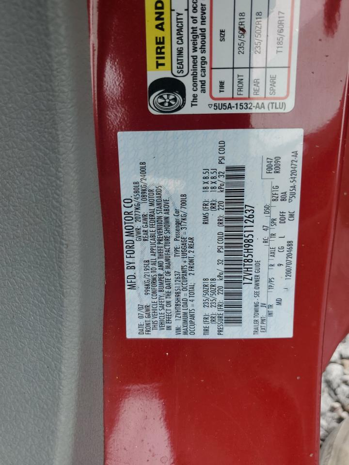 2008 Ford Mustang Gt VIN: 1ZVHT85H985112637 Lot: 69442395