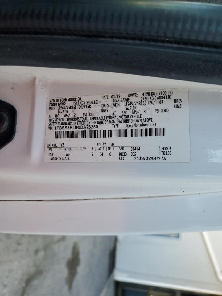 2012 Ford Econoline E350 Super Duty Wagon VIN: 1FBSS3BL9CDA76250 Lot: 70811085