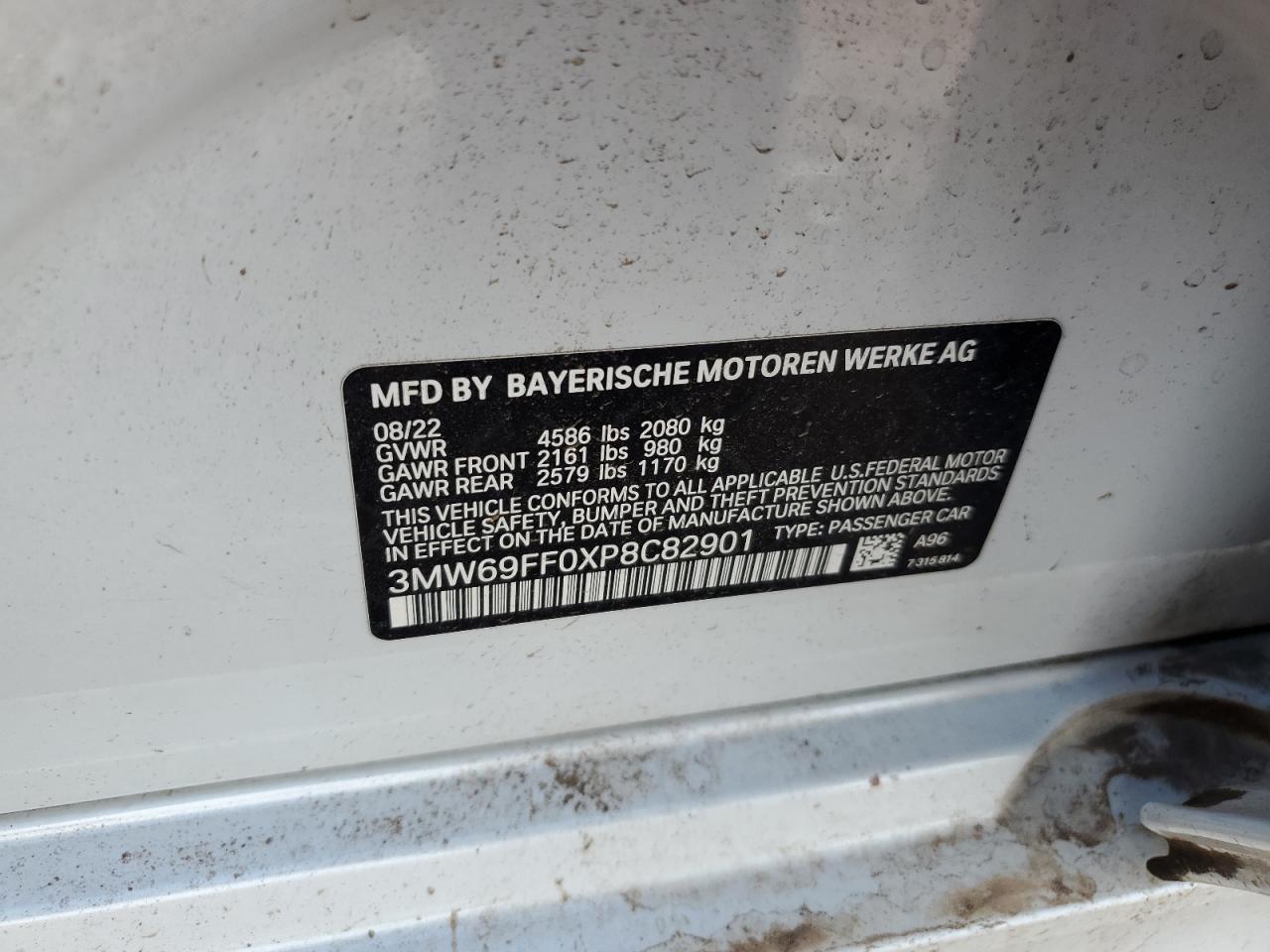 2023 BMW 330I VIN: 3MW69FF0XP8C82901 Lot: 70327825