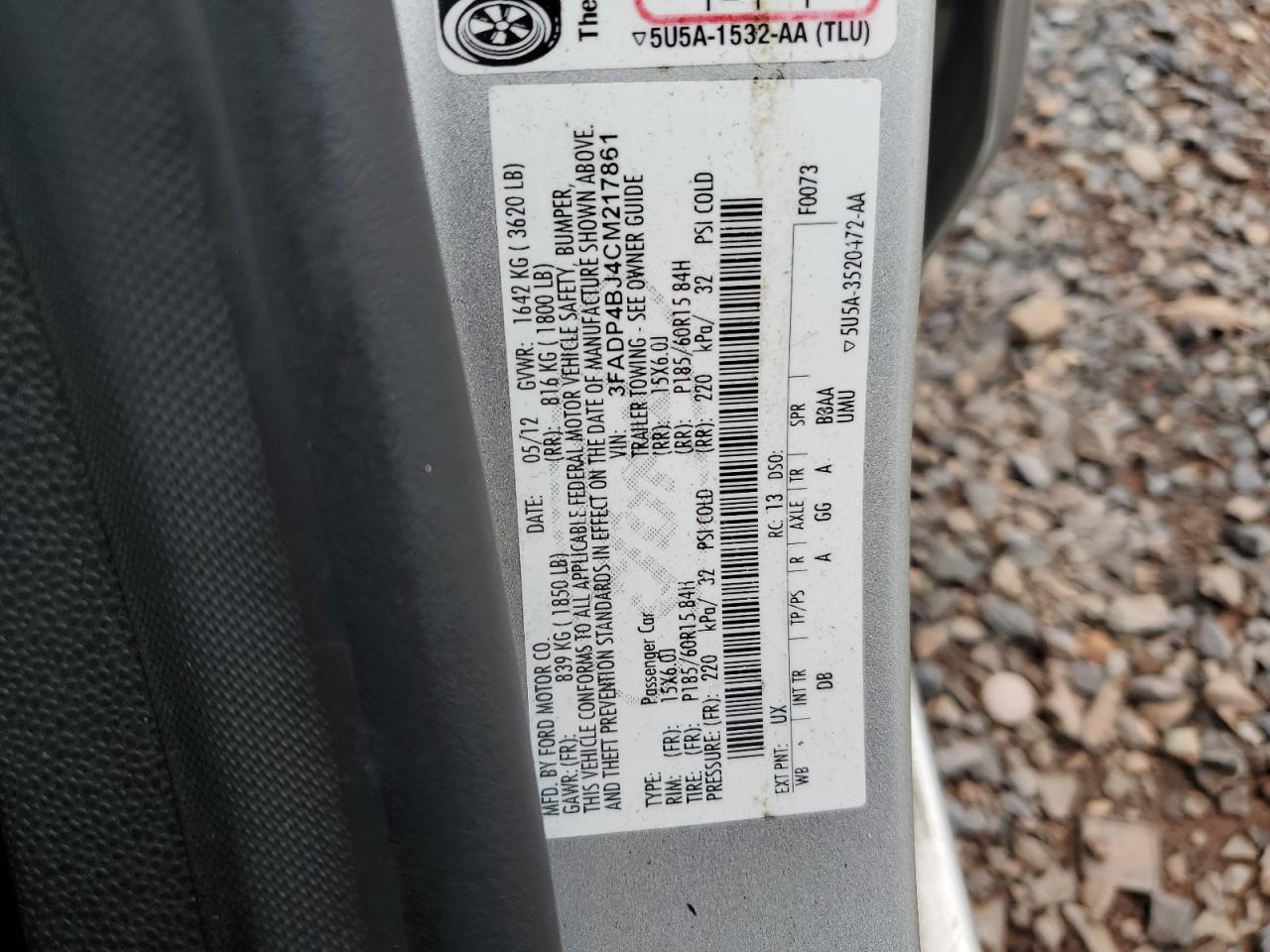 2012 Ford Fiesta Se VIN: 3FADP4BJ4CM217861 Lot: 69246465