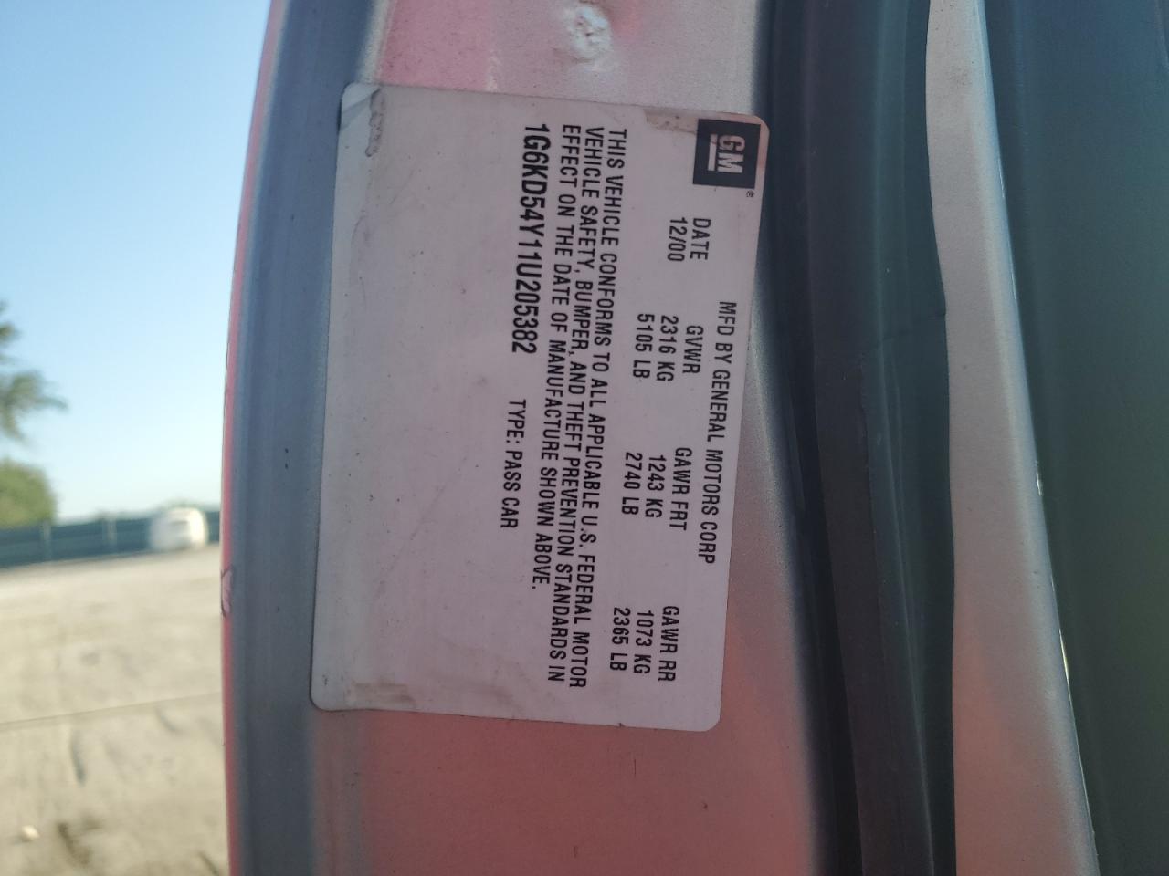 2001 Cadillac Deville VIN: 1G6KD54Y11U205382 Lot: 68302975