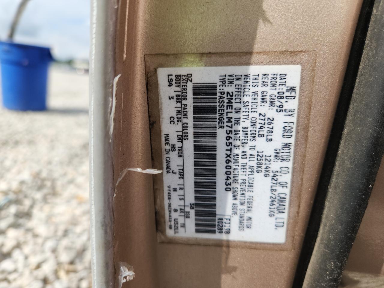 1996 Mercury Grand Marquis Ls VIN: 2MELM7565TX600430 Lot: 67825735