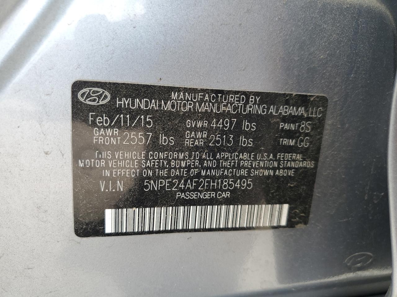 2015 Hyundai Sonata Se VIN: 5NPE24AF2FH185495 Lot: 70722315