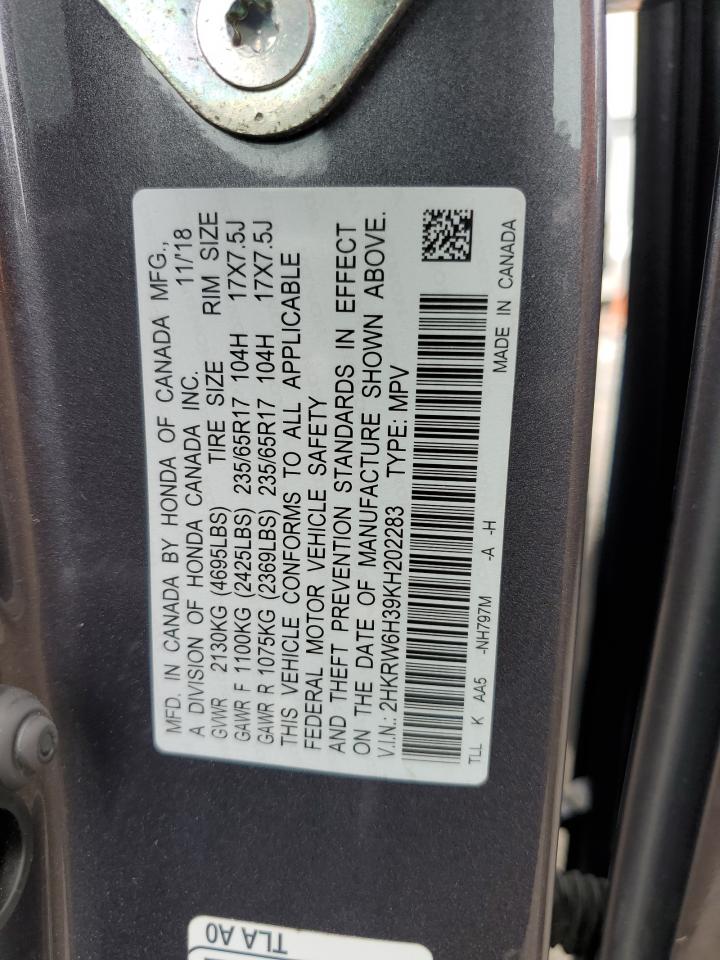 2019 Honda Cr-V Lx VIN: 2HKRW6H39KH202283 Lot: 67367585