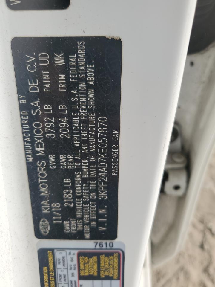 2019 Kia Forte Fe VIN: 3KPF24AD7KE057870 Lot: 68871075