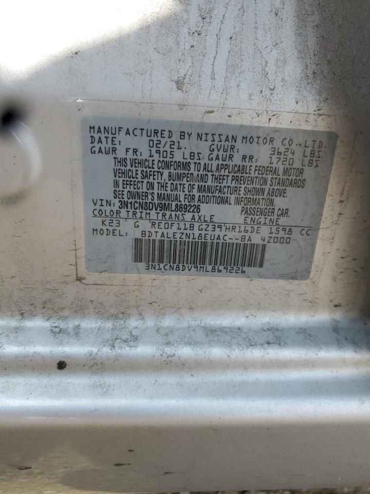 2021 Nissan Versa S VIN: 3N1CN8DV9ML869226 Lot: 67523795