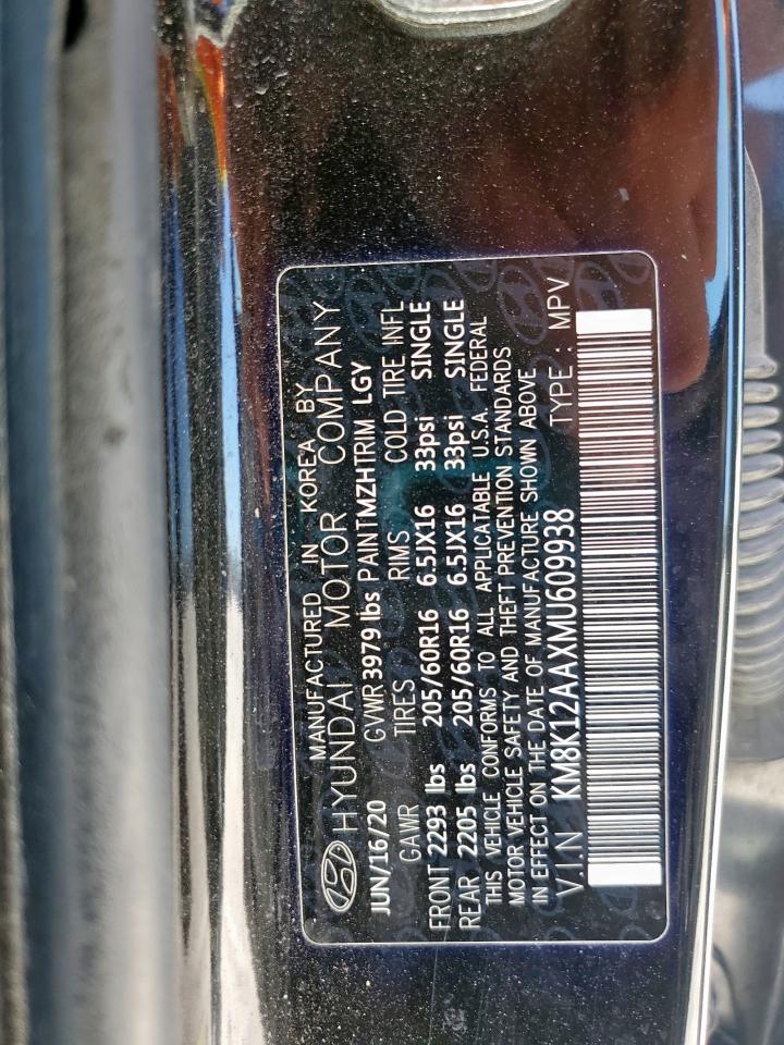 2021 Hyundai Kona Se VIN: KM8K12AAXMU609938 Lot: 70740315