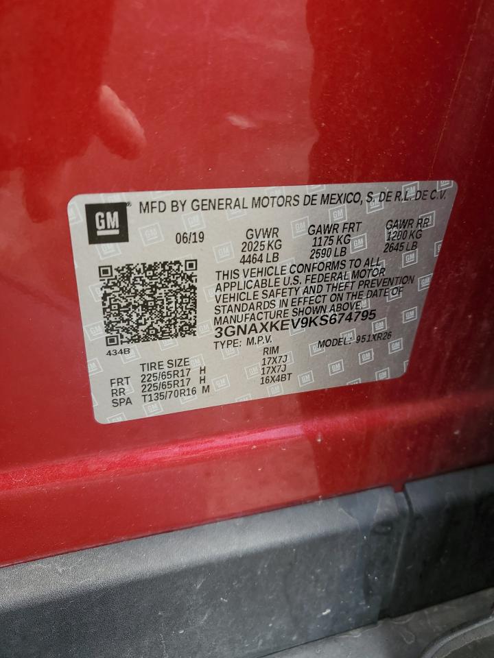 2019 Chevrolet Equinox Lt VIN: 3GNAXKEV9KS674795 Lot: 68502565