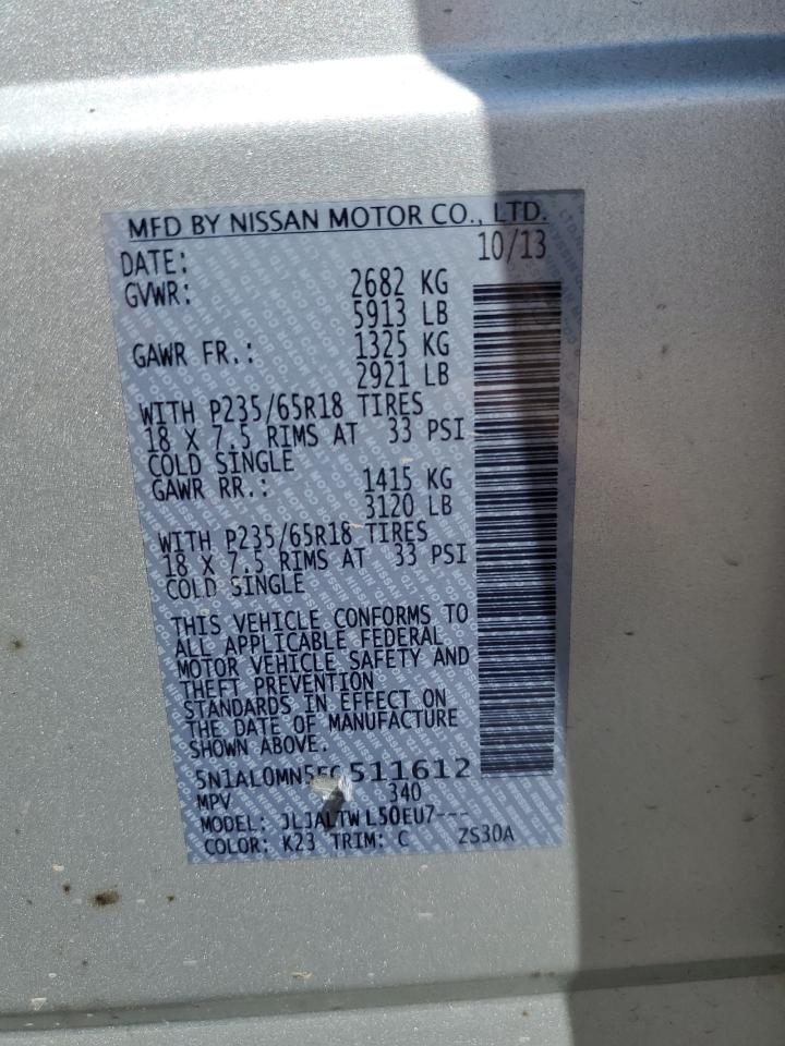 2014 Infiniti Qx60 VIN: 5N1AL0MN5EC511612 Lot: 68808365