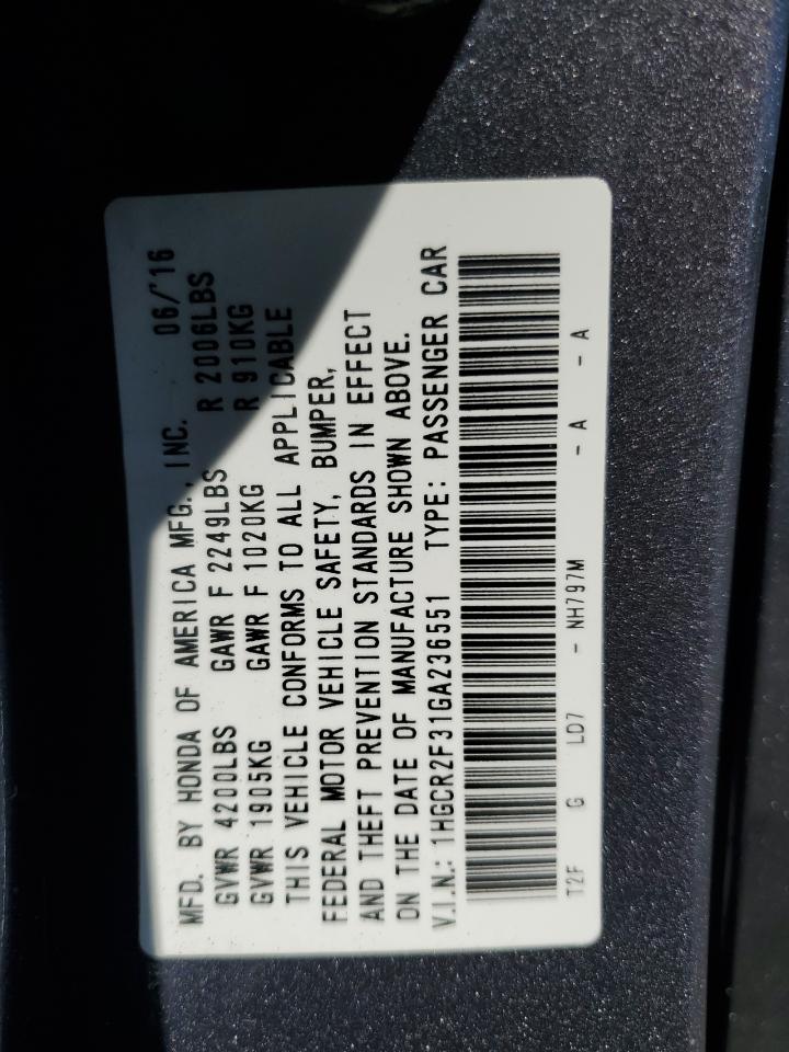 2016 Honda Accord Lx VIN: 1HGCR2F31GA236551 Lot: 70202515