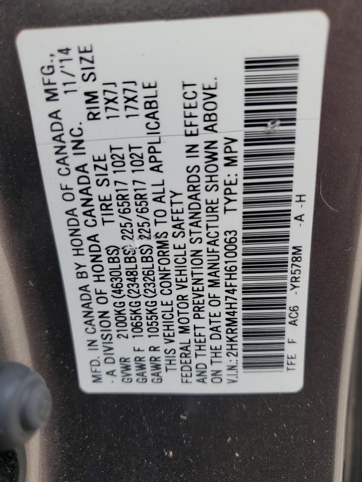 2015 Honda Cr-V Exl VIN: 2HKRM4H74FH610063 Lot: 69650475