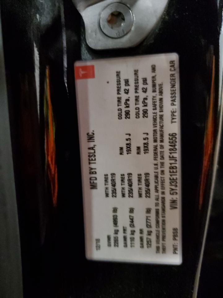 2018 Tesla Model 3 VIN: 5YJ3E1EB1JF184656 Lot: 69673995