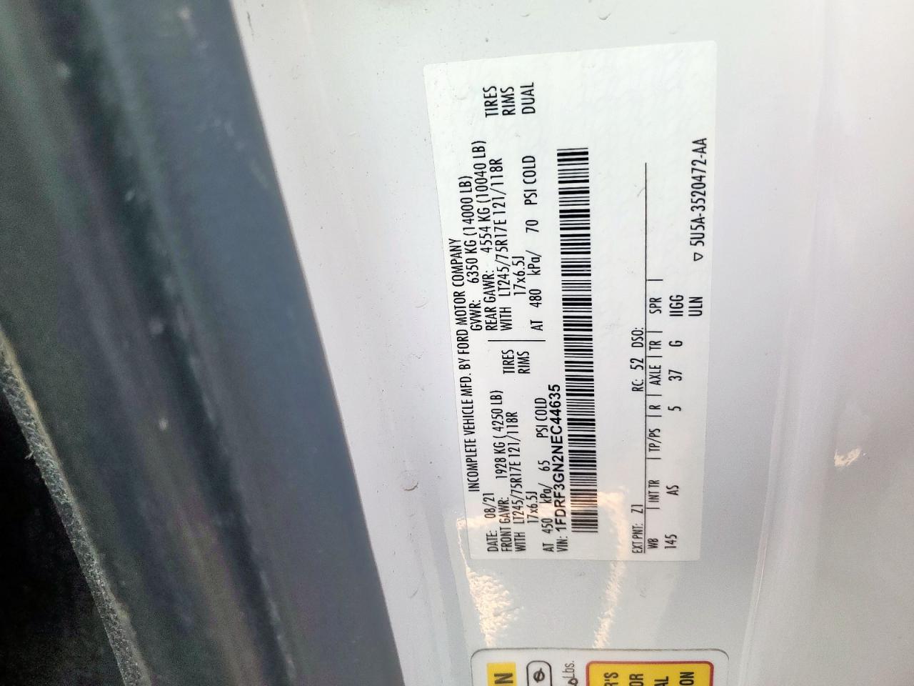 2022 Ford F350 Super Duty VIN: 1FDRF3GN2NEC44635 Lot: 67913455