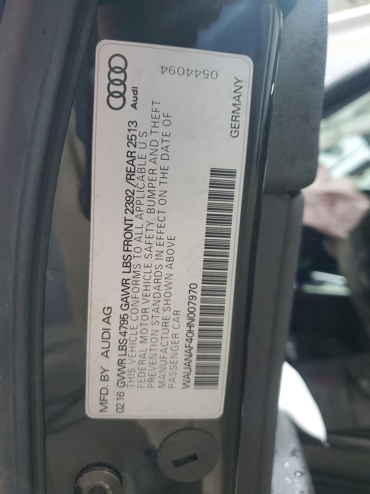 2017 Audi A4 Premium VIN: WAUANAF40HN007970 Lot: 69370385