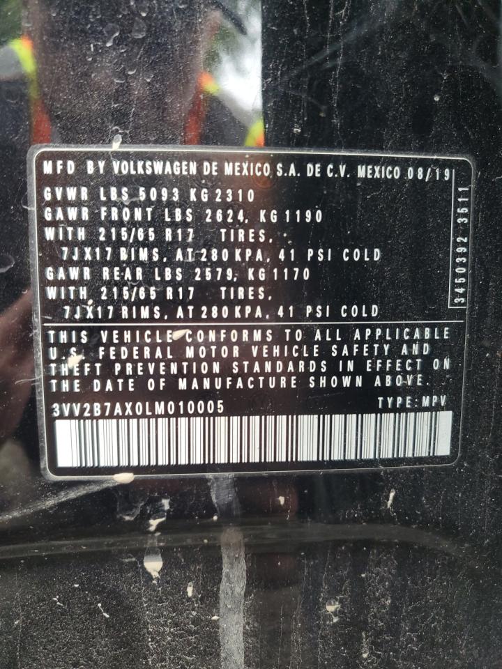 2020 Volkswagen Tiguan Se VIN: 3VV2B7AX0LM010005 Lot: 70450575