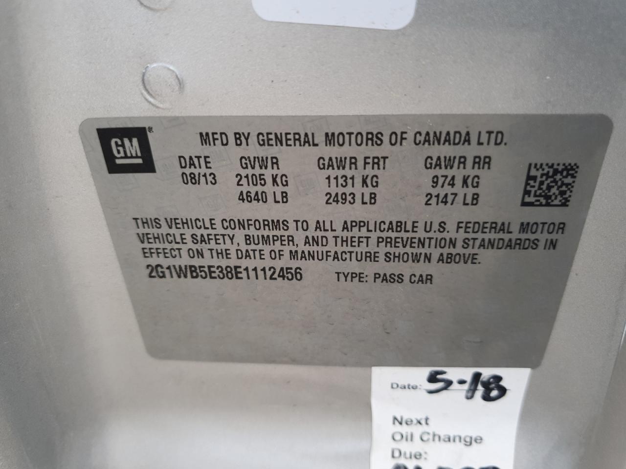 2014 Chevrolet Impala Limited Lt VIN: 2G1WB5E38E1112456 Lot: 70501465