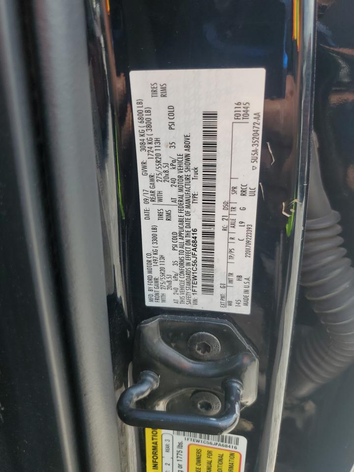 2018 Ford F150 Supercrew VIN: 1FTEW1C56JFA68416 Lot: 69752655