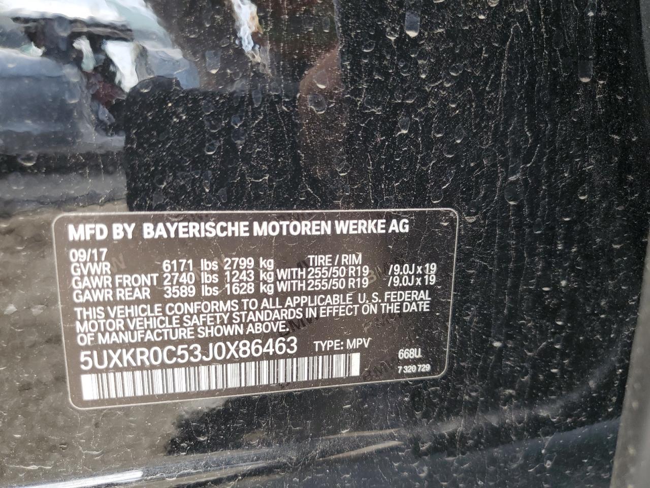 2018 BMW X5 xDrive35I VIN: 5UXKR0C53J0X86463 Lot: 70181595