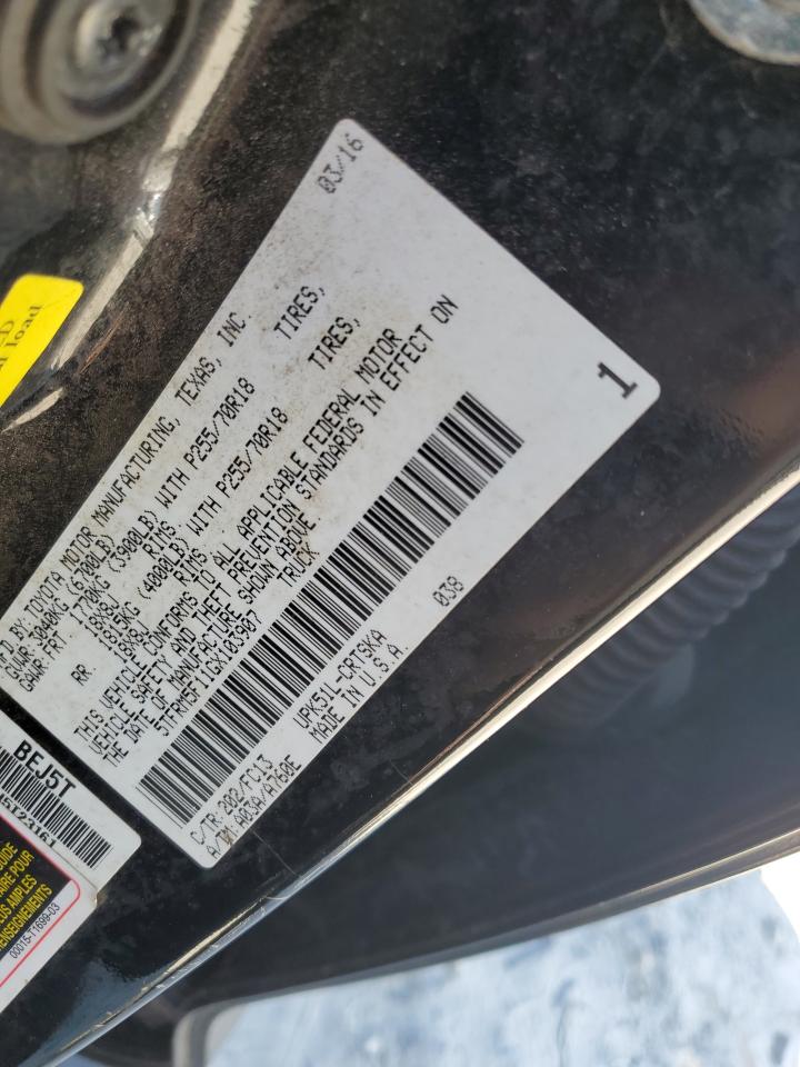 2016 Toyota Tundra Double Cab Sr VIN: 5TFRM5F11GX103907 Lot: 69275505