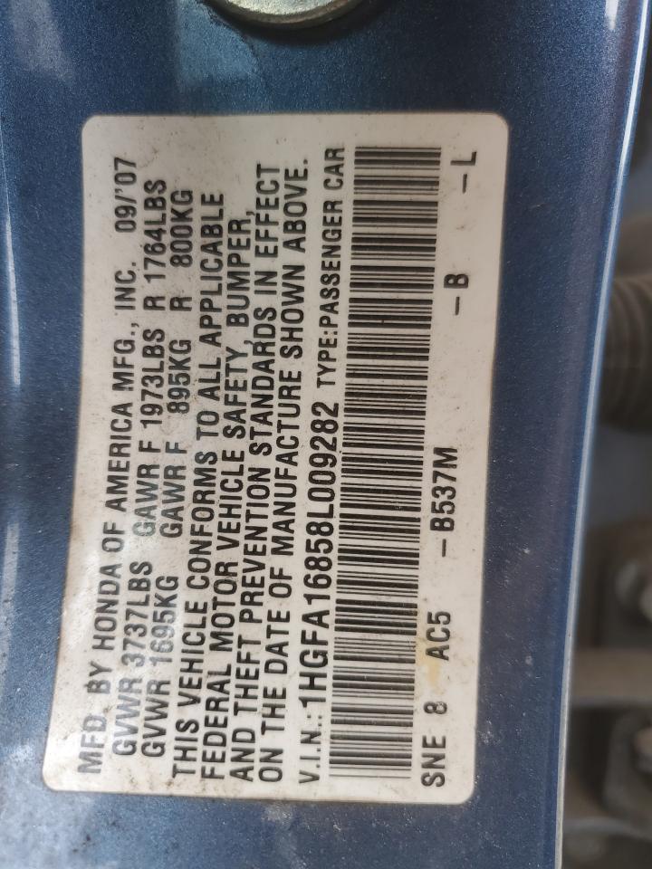 2008 Honda Civic Ex VIN: 1HGFA16858L009282 Lot: 68543795
