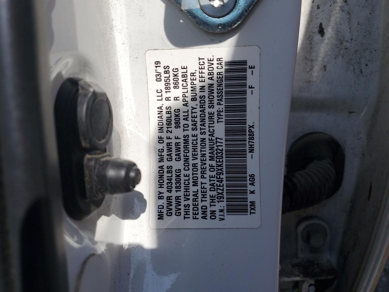 2019 Honda Insight Touring VIN: 19XZE4F9XKE032177 Lot: 67346955