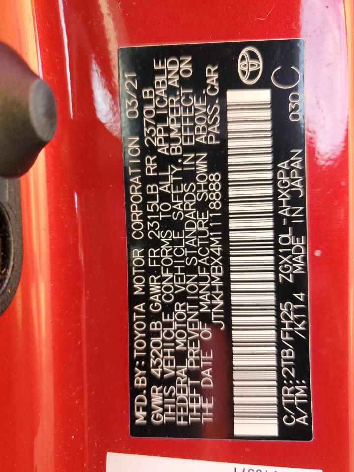 2021 Toyota C-Hr Xle VIN: JTNKHMBX4M1118888 Lot: 70699135