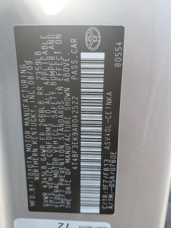 2010 Toyota Camry Base VIN: 4T4BF3EK9AR042522 Lot: 67935635