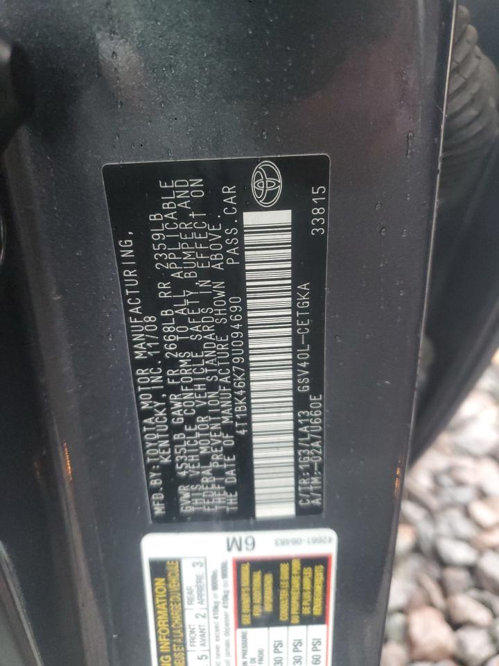 2009 Toyota Camry Se VIN: 4T1BK46K79U094690 Lot: 70324905