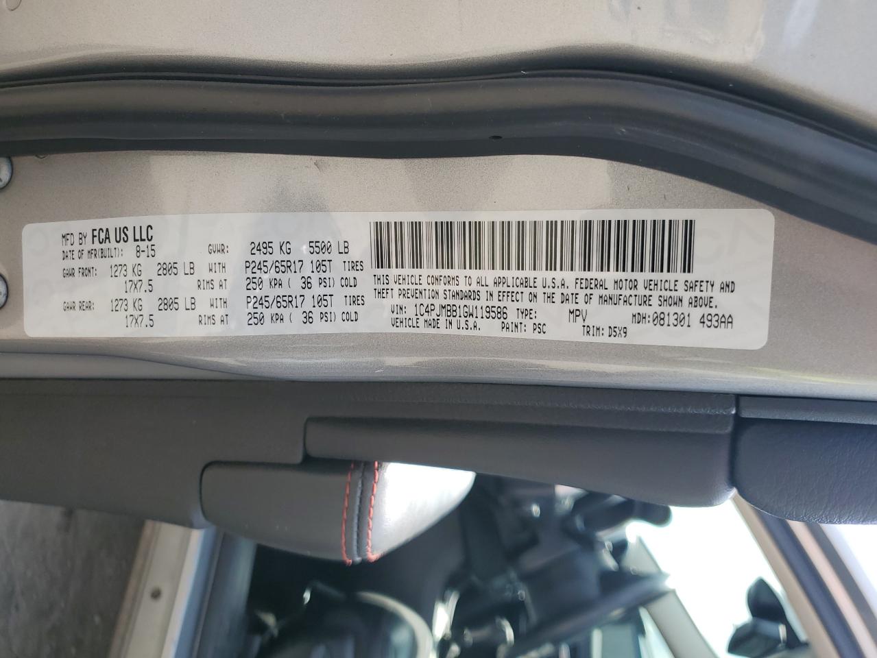 2016 Jeep Cherokee Trailhawk VIN: 1C4PJMBB1GW119586 Lot: 69746825