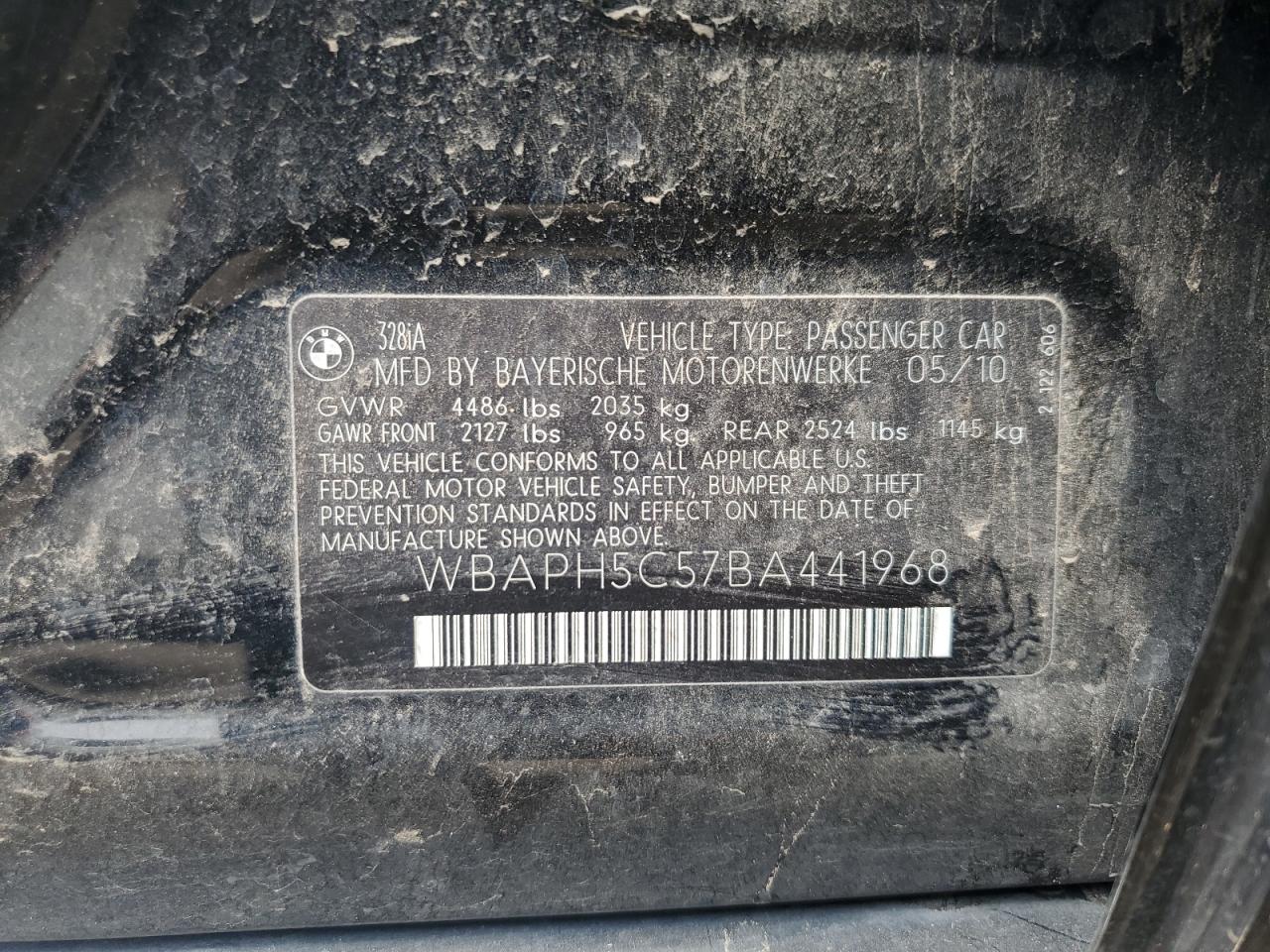 2011 BMW 328 I Sulev VIN: WBAPH5C57BA441968 Lot: 67265185