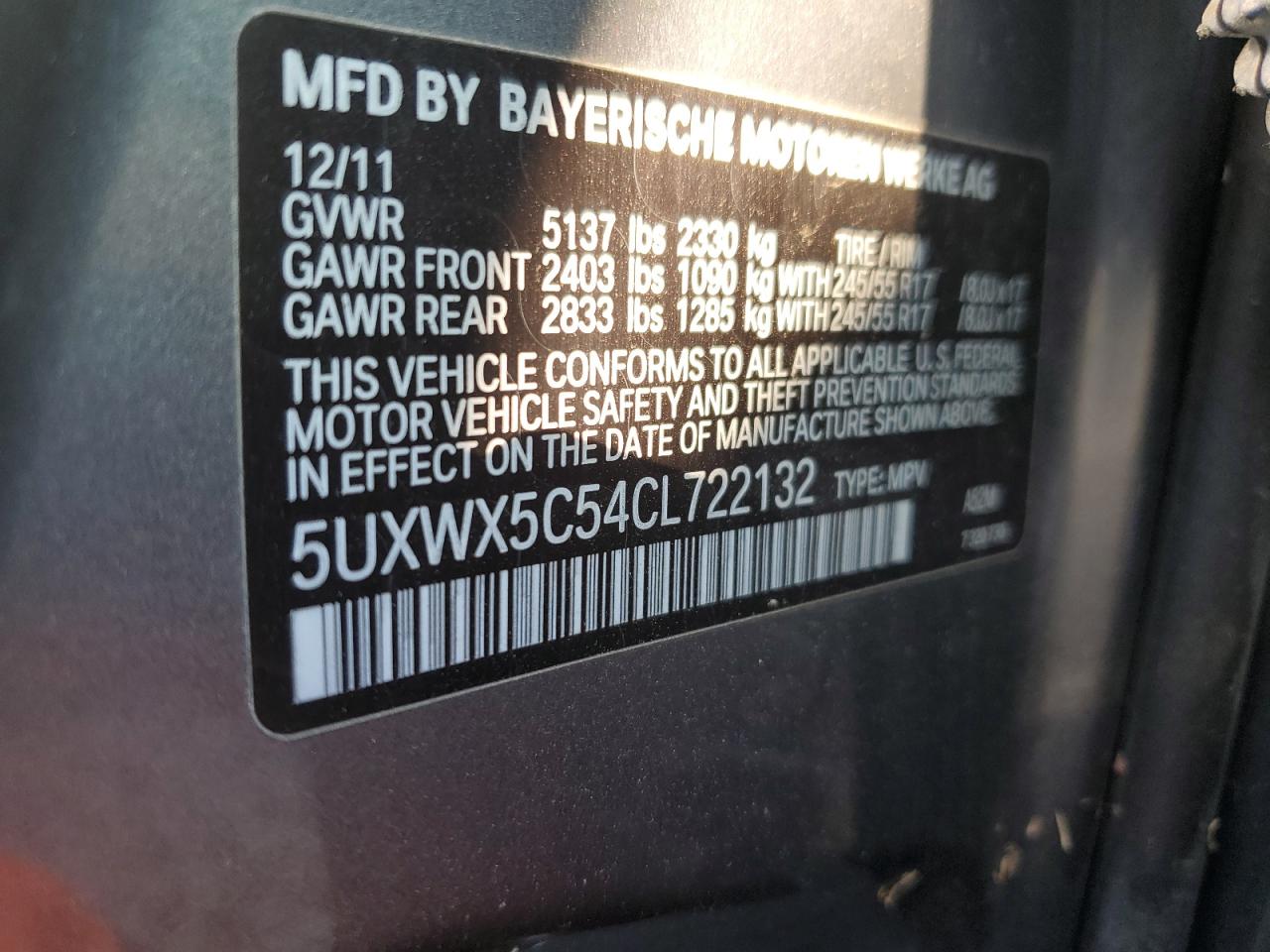 2012 BMW X3 xDrive28I VIN: 5UXWX5C54CL722132 Lot: 70014875