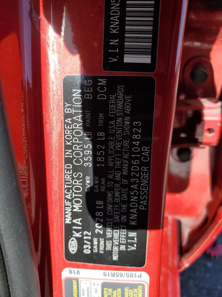 2013 Kia Rio Ex VIN: KNADN5A32D6104823 Lot: 67749665