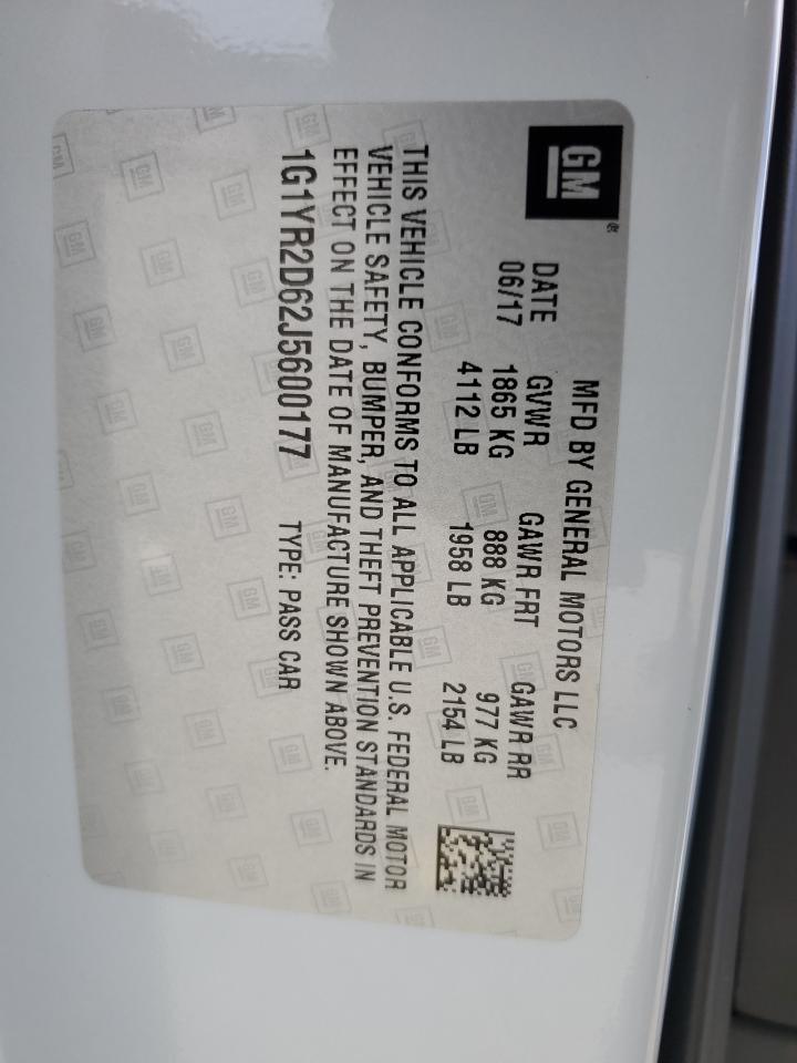 2018 Chevrolet Corvette Z06 2Lz VIN: 1G1YR2D62J5600177 Lot: 70129135