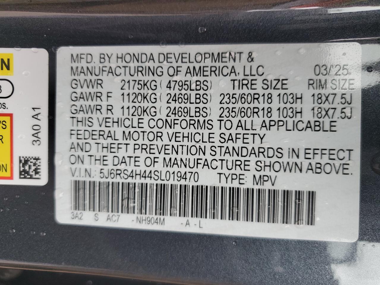 2025 Honda Cr-V Ex VIN: 5J6RS4H44SL019470 Lot: 66651445
