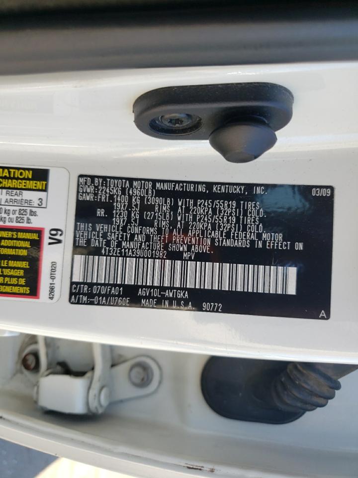 2009 Toyota Venza VIN: 4T3ZE11A39U001982 Lot: 68030085
