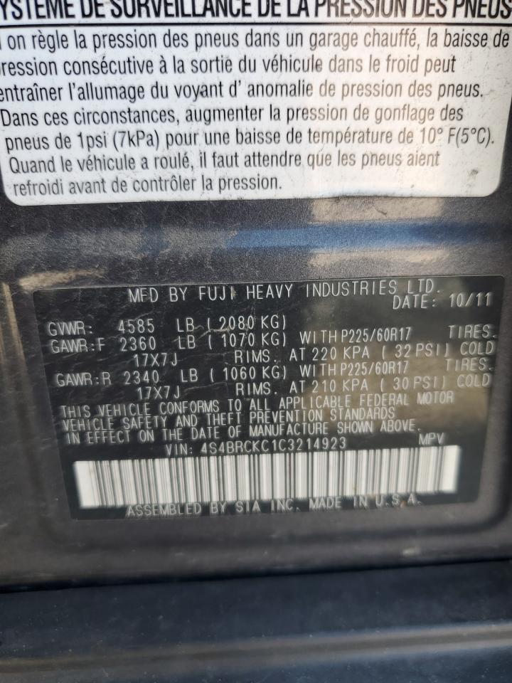 2012 Subaru Outback 2.5I Limited VIN: 4S4BRCKC1C3214923 Lot: 68344415