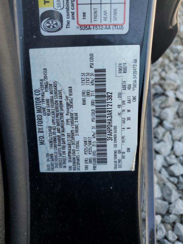 2010 Ford Fusion Se VIN: 3FAHP0HA3AR121382 Lot: 66861235