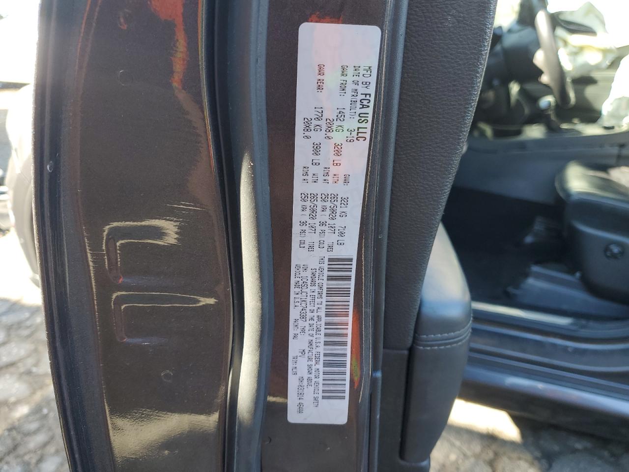 2019 Dodge Durango R/T VIN: 1C4SDJCT1KC743387 Lot: 69844525