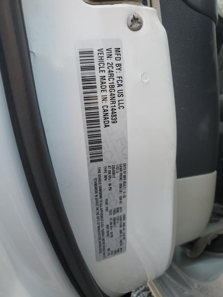 2022 Chrysler Pacifica Touring L VIN: 2C4RC1BG4NR144839 Lot: 69222675