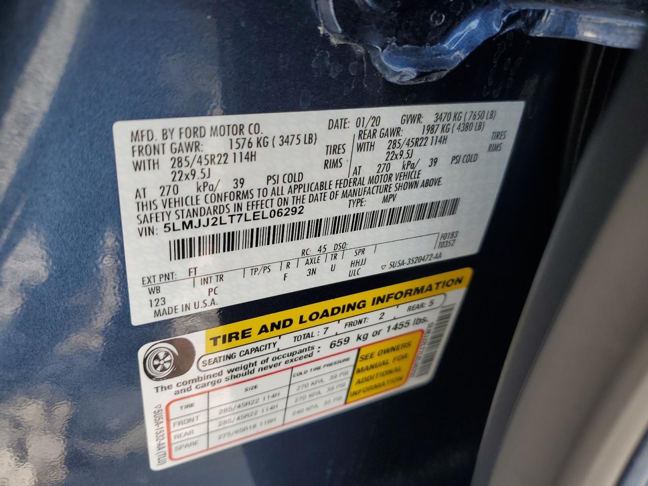 2020 Lincoln Navigator Reserve VIN: 5LMJJ2LT7LEL06292 Lot: 67313795