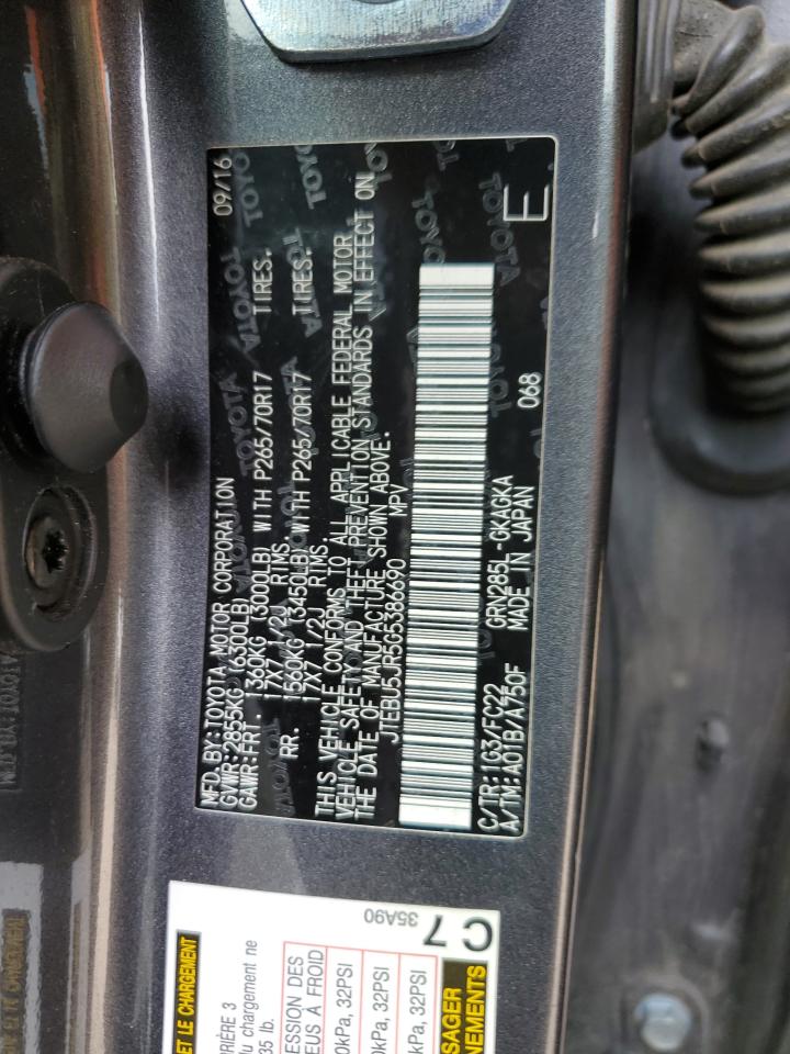 2016 Toyota 4Runner Sr5/Sr5 Premium VIN: JTEBU5JR5G5386690 Lot: 71031425