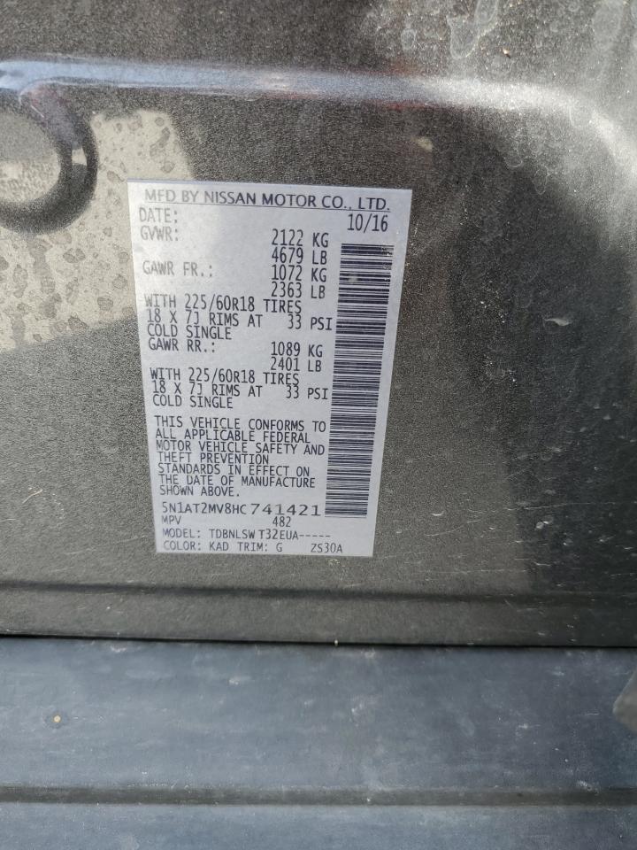 2017 Nissan Rogue Sv VIN: 5N1AT2MV8HC741421 Lot: 70375405