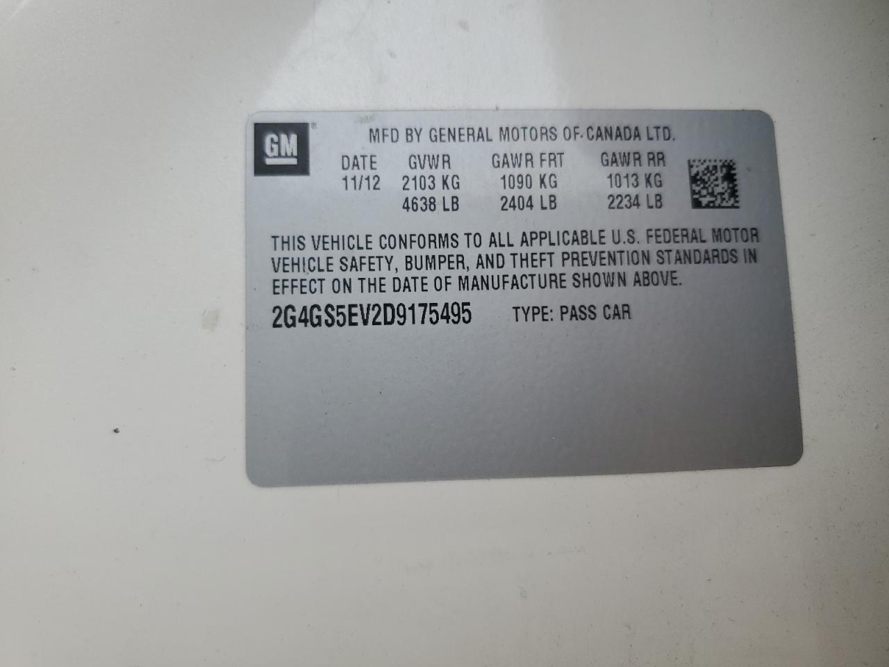 2013 Buick Regal Premium VIN: 2G4GS5EV2D9175495 Lot: 68956505