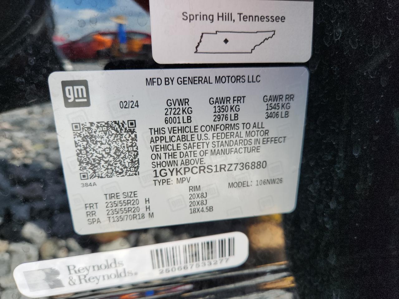 2024 Cadillac Xt6 Premium Luxury VIN: 1GYKPCRS1RZ736880 Lot: 67253815