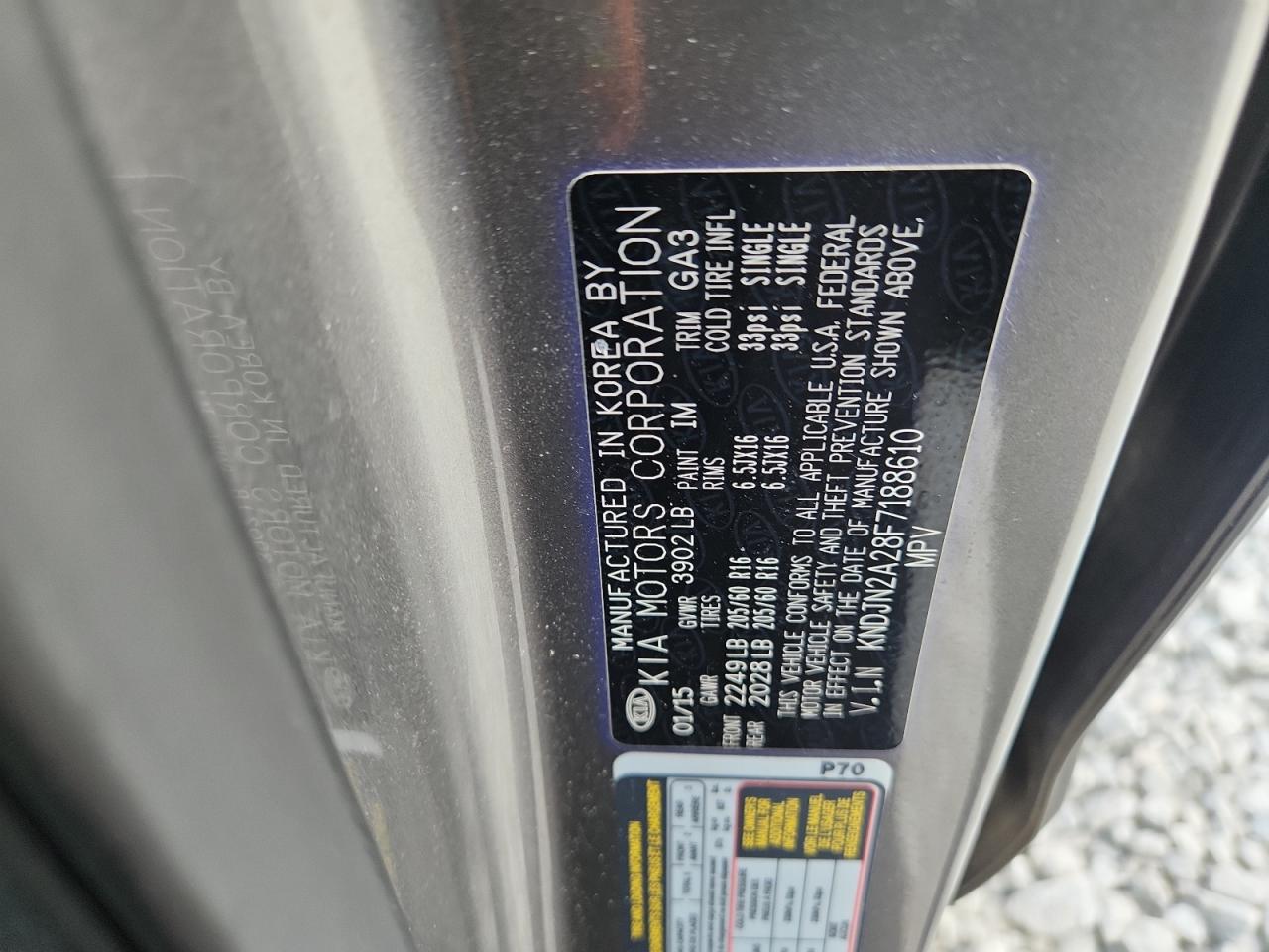 2015 Kia Soul VIN: KNDJN2A28F7188610 Lot: 71585915