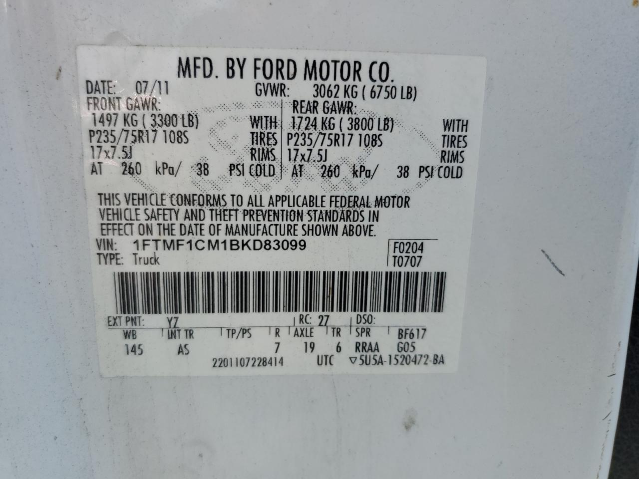 2011 Ford F150 VIN: 1FTMF1CM1BKD83099 Lot: 70908575